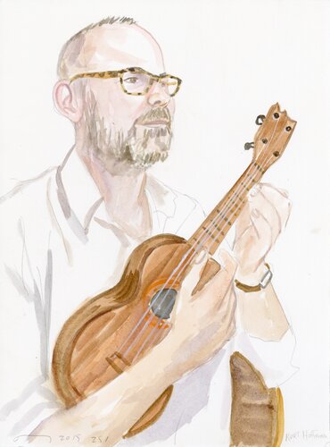  A Watercolor Portrait a Day #251 (Kurt Hoffman) by Brenda Zlamany, 版畫 for Sale on Singulart
