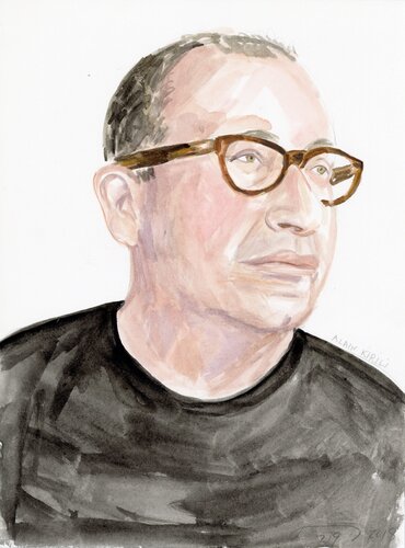 A Watercolor Portrait a Day #219 (Alain Kirili) by Brenda Zlamany, 版畫 for Sale on Singulart