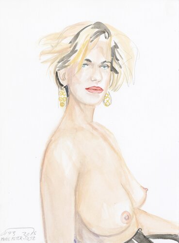  A Watercolor Portrait a Day #193 (Marie Peter-Tolz) van Brenda Zlamany, Afdruk te koop op Singulart