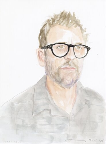 A Watercolor Portrait a Day #186 (James Siena) by Brenda Zlamany, 版畫 for Sale on Singulart