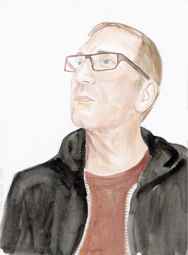 A Watercolor Portrait a Day #170 (Ken Butler) by Brenda Zlamany, 版畫 for Sale on Singulart