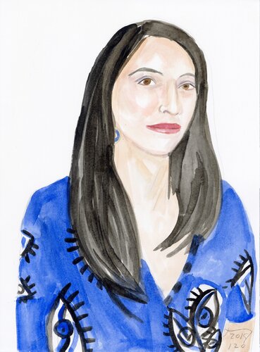 A Watercolor Portrait a Day #120 (Cibele Vieira) by Brenda Zlamany, 版畫 for Sale on Singulart