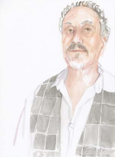 A Watercolor Portrait a Day #112 (Fred Valentine) by Brenda Zlamany, 版畫 for Sale on Singulart
