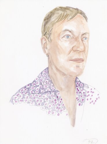 A Watercolor Portrait a Day #32 (David Humphrey) by Brenda Zlamany, 版畫 for Sale on Singulart