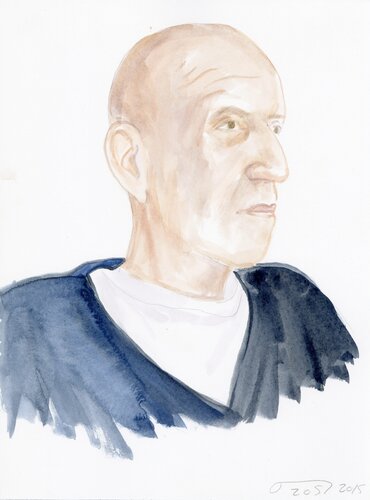 A Watercolor Portrait a Day #205 (Alex Katz) by Brenda Zlamany, 版畫 for Sale on Singulart