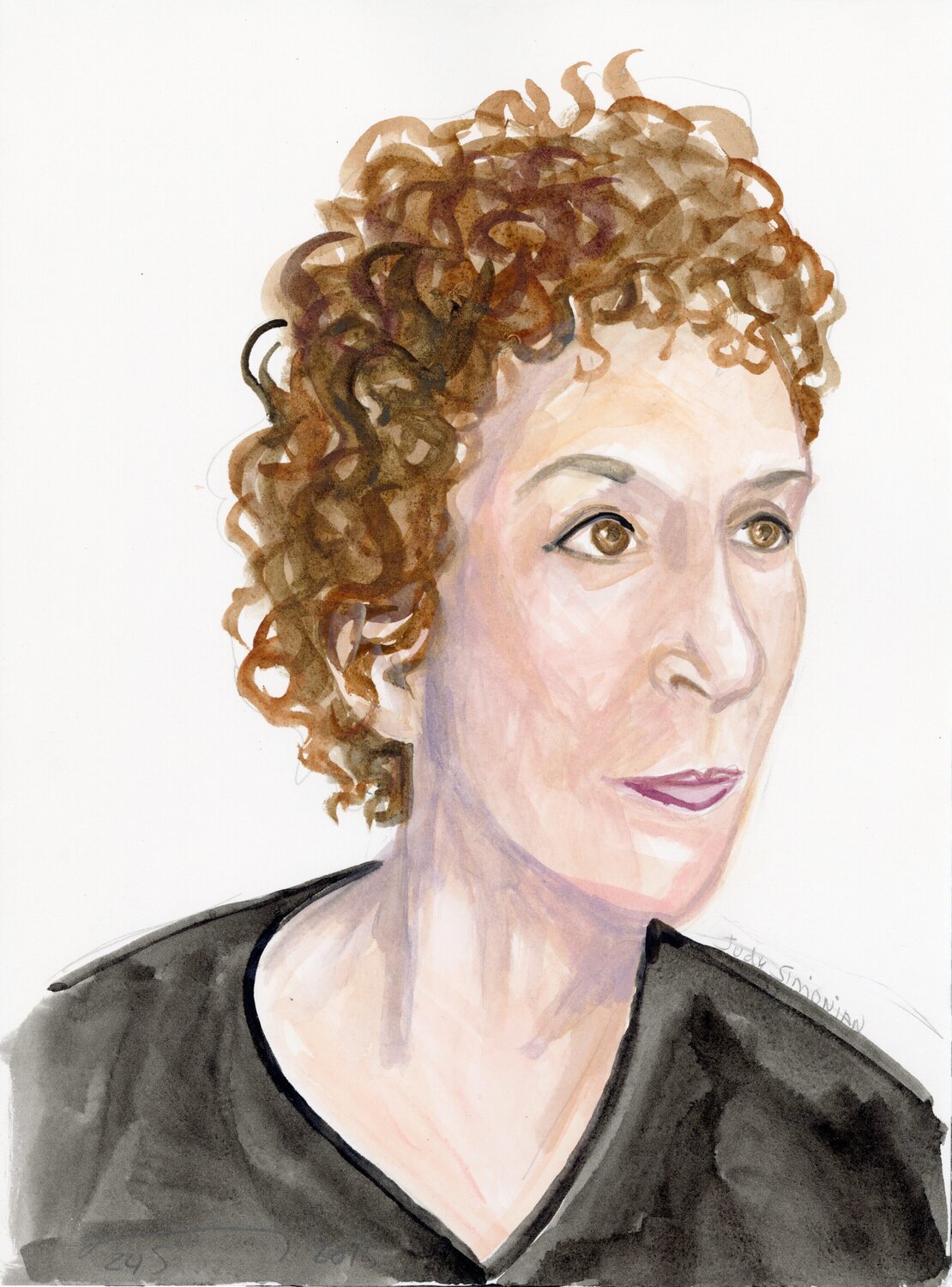 A Watercolor Portrait a Day #245 (Judith Simonian) Brenda Zlamany Druck zu verkaufen