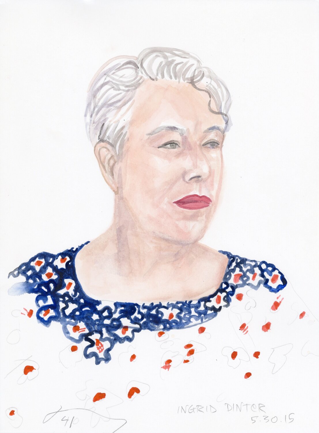  A Watercolor Portrait a Day #41 (Dennis Kardon) Brenda Zlamany Druck zu verkaufen