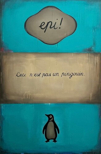 Epi Ceci N'est Pas Un Penguin unique painting von epi, Malerei kaufen auf Singulart