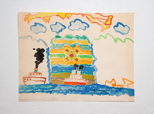 Indiana Street Mural, Color Cartoon,  Across the L.A. River by Frank Romero, 회화 for Sale on Singulart