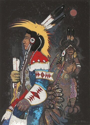 Crow Dancers at Midnight de Kevin Red Star, Impresión a la venta en Singulart