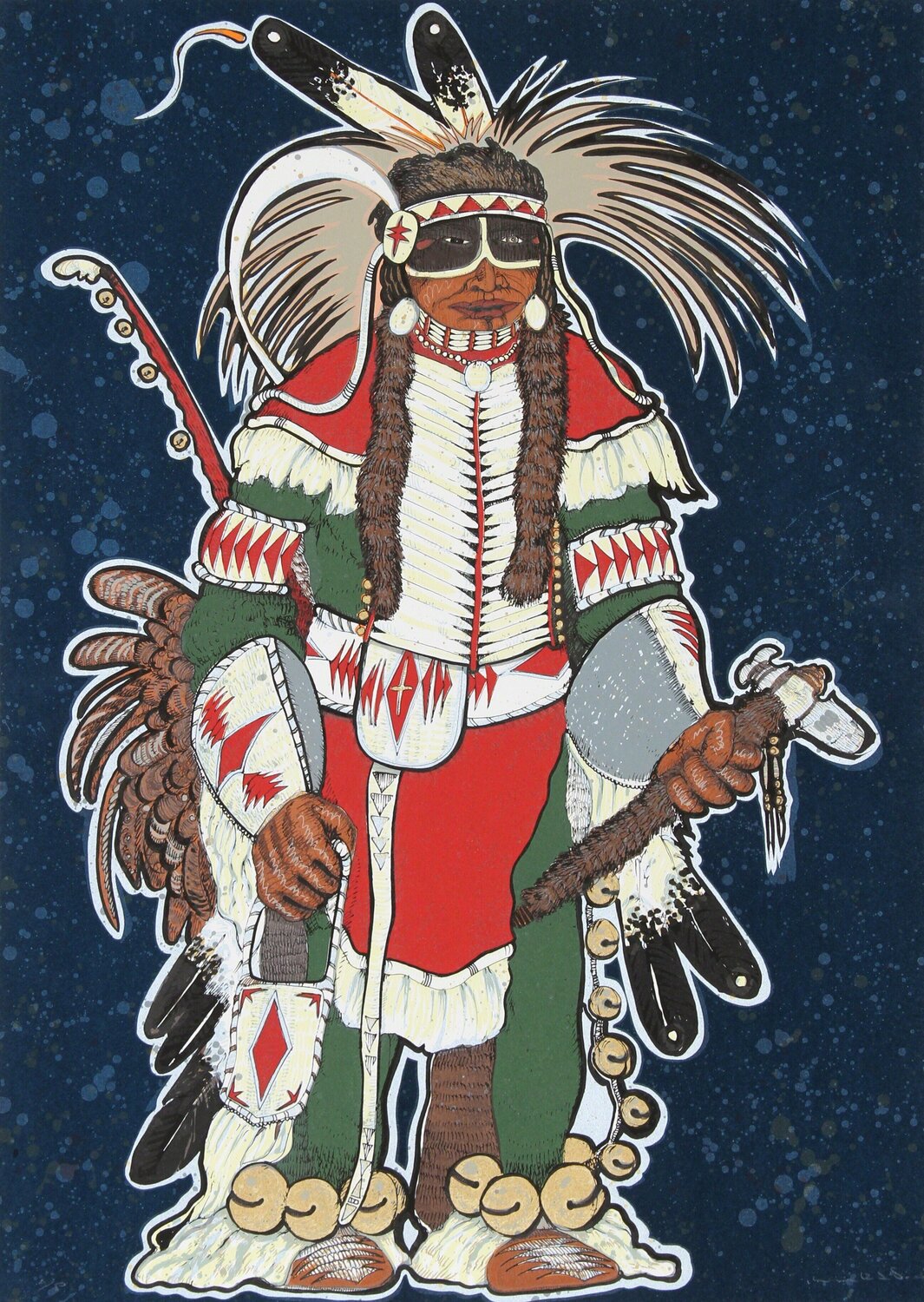 Crow Warrior Kevin Red Star Stampa in vendita