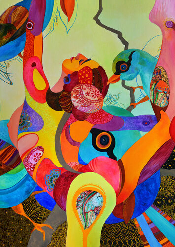 "Dancing With Birds II" van Silvia Pavlova, Schilderij te koop op Singulart