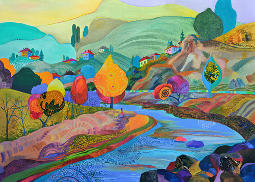 "Way Along River" van Silvia Pavlova, Schilderij te koop op Singulart