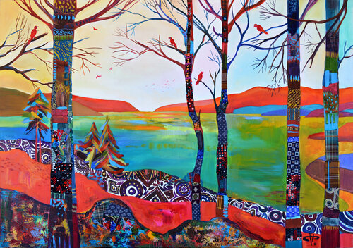 "The Red Birds" di Silvia Pavlova, Pittura in vendita su Singulart