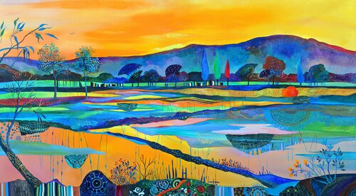 "Golden Sky" van Silvia Pavlova, Schilderij te koop op Singulart