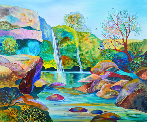 "Spring Waterfalls' Melody" van Silvia Pavlova, Schilderij te koop op Singulart