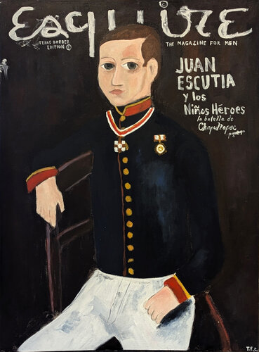 "Equire- Juan Escutia" Contemporary Gestural Abstract Portrait Painting di Tyler Casey, Pittura in vendita su Singulart