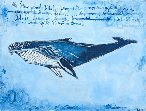 "Humpback Whale" Contemporary Blue Toned Gestural Abstract Animal Painting di Tyler Casey, Pittura in vendita su Singulart