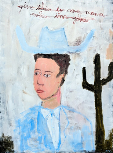 "Give this to my mama when I'm gone" Contemporary Gestural Cowboy Painting di Tyler Casey, Pittura in vendita su Singulart