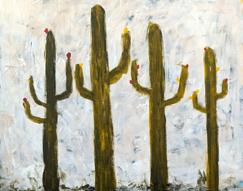"Four Cacti" Contemporary Gestural Western Abstract Landscape Painting di Tyler Casey, Pittura in vendita su Singulart