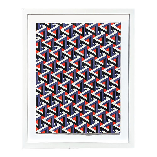 "Penrose Steps" Contemporary Red and Purple Hand Drawn Tessellated Abstract 2020 Austin Magruder