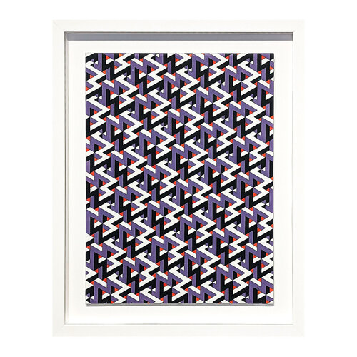 Contemporary Red, Purple, Black, and White Hand Drawn Tessellated Abstract Austin Magruder