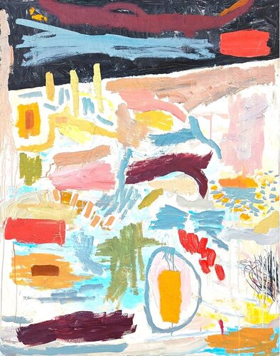 "Texas Landscape #4" Contemporary Colorful Abstract Expressionist Oil Painting van Benji Stiles, Schilderij te koop op Singulart