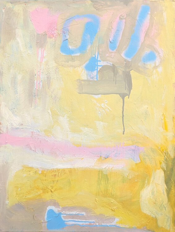 "Untitled (Oil)" Contemporary Colorful Pastel Abstract Expressionist Painting Benji Stiles
