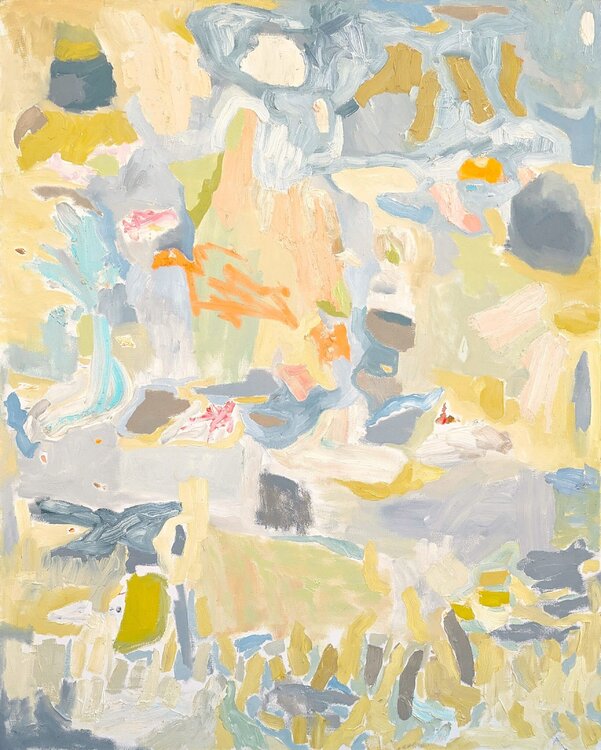 "Secret Garden #2" Contemporary Pastel Abstract Expressionist Oil Painting Benji Stiles