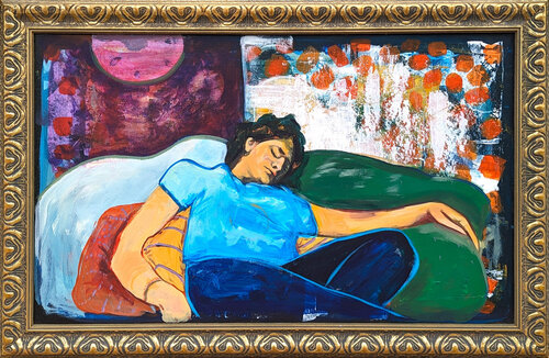 "The Bells Ring at Noon" Contemporary Abstract Figurative Portrait Painting van Moisés Villafuerte, Schilderij te koop op Singulart