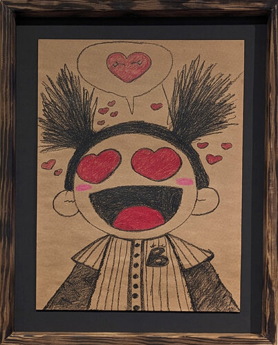 “Heart Eyes Kokoro” Contemporary Figurative Crayon Drawing von Mr. Tomonoshi, Werk auf Papier kaufen auf Singulart