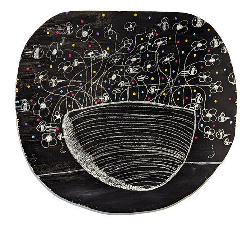 “The Table Arrangement” Contemporary Mixed Media Still Life Painting von Mr. Tomonoshi, Malerei kaufen auf Singulart