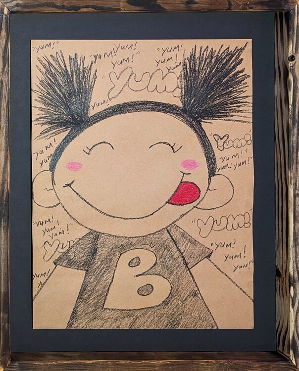 “Yum Yum Yum” Contemporary Figurative Crayon Drawing Mr. Tomonoshi