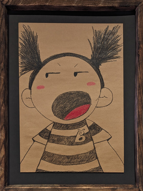 “Ugggh!” Contemporary Figurative Crayon Drawing Mr. Tomonoshi