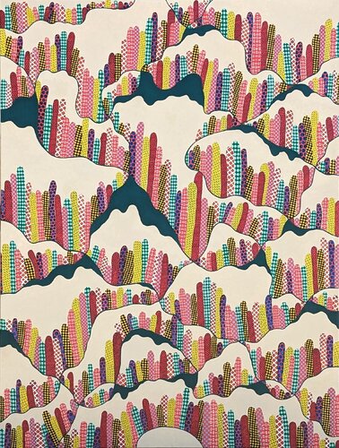 "The Hills" Contemporary Abstract Colorful Organic Patterned Landscape Painting by Tina Ruyi, Painting for Sale on Singulart
