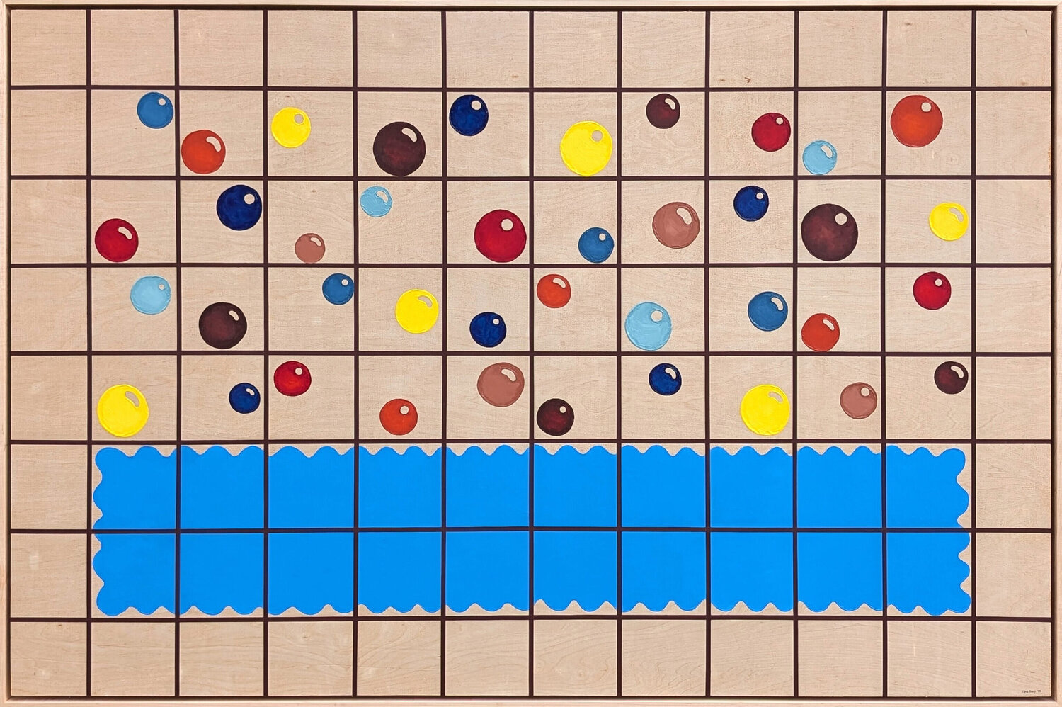 "Bubble Bath" Contemporary Colorful Blue, Red, & Yellow Geometric Abstract Tina Ruyi Originalgemälde zu verkaufen