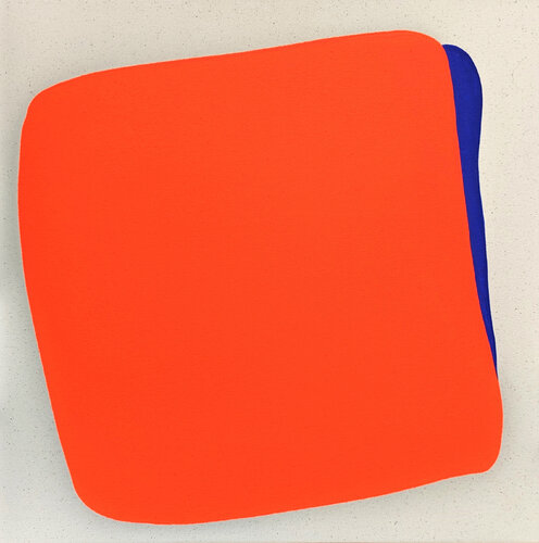 "Blind Spot" Contemporary Orange and Blue Geometric Hard-Edge Painting di Gary Griffin, Pittura in vendita su Singulart