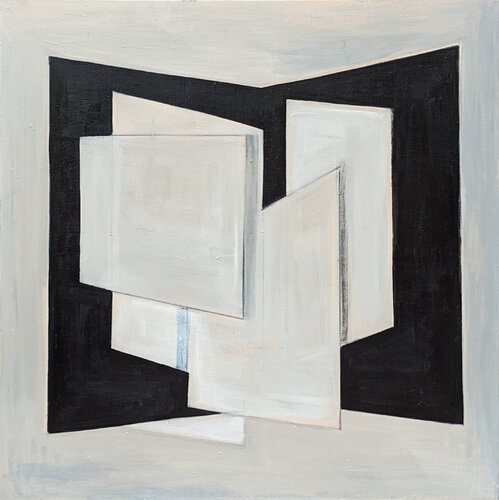“Collage et Espace” Black & Tan Contemporary Geometric Hard-Edge Painting van Stephanie Beukers, Schilderij te koop op Singulart