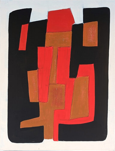 Contemporary Red, Brown, Tan, and Black Geometric Hard-Edge Abstract Painting 2 by Stephanie Beukers, Painting for Sale on Singulart