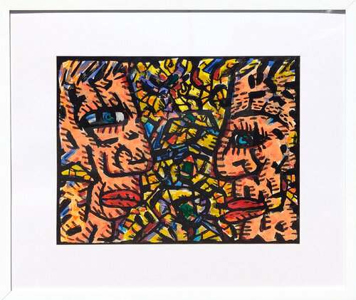 "Alice in Wonderland" Contemporary Colorful Yellow and Peach Figurative Abstract von Richard E. Fluhr, Malerei kaufen auf Singulart