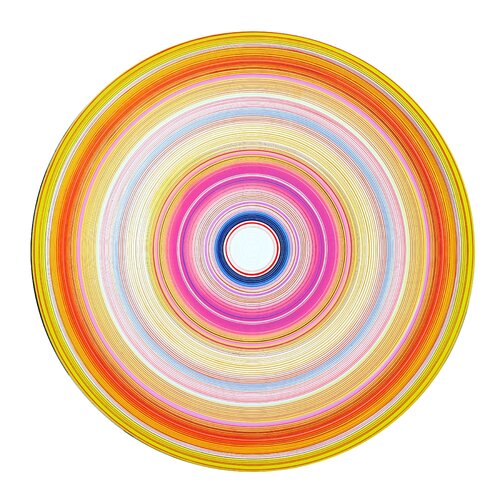 “Sorcerer” Contemporary Abstract Pink and Yellow Concentric Circle Painting di David Hardaker, Pittura in vendita su Singulart