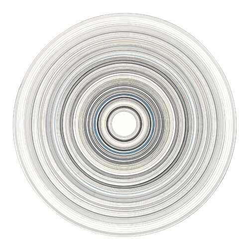 "Pink Steam" Contemporary Abstract Gray and White Concentric Circle Painting David Hardaker