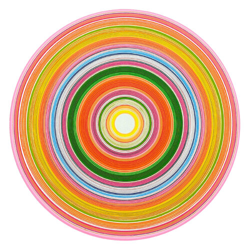 "Hot Patootle" Contemporary Abstract Colorful Concentric Circle Painting David Hardaker