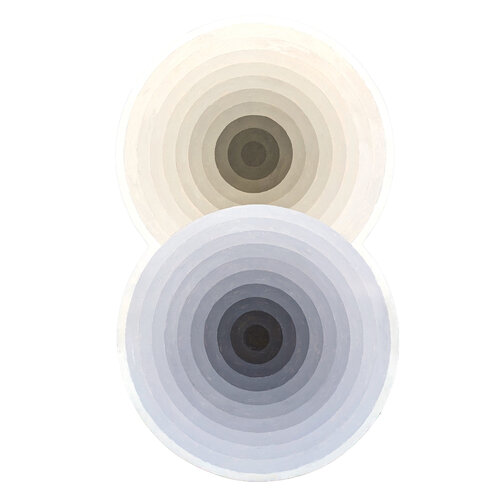 "Frost" Contemporary Abstract Gray and Tan Concentric Circle Painting David Hardaker