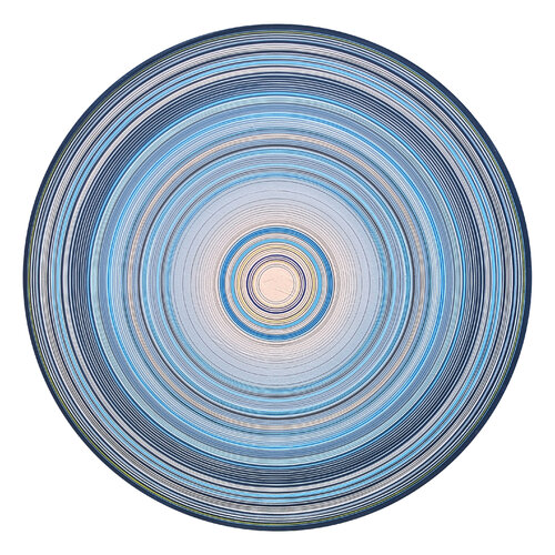 "Caught By the River" Contemporary Abstract Blue Concentric Circle Painting van David Hardaker, Schilderij te koop op Singulart