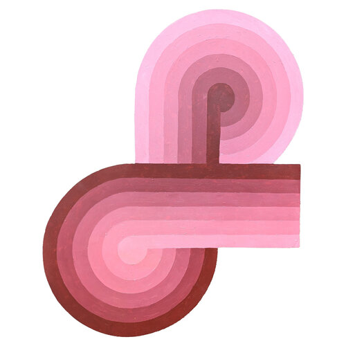 "Loom" Contemporary Abstract Pink Concentric Circle Shaped Painting van David Hardaker, Schilderij te koop op Singulart