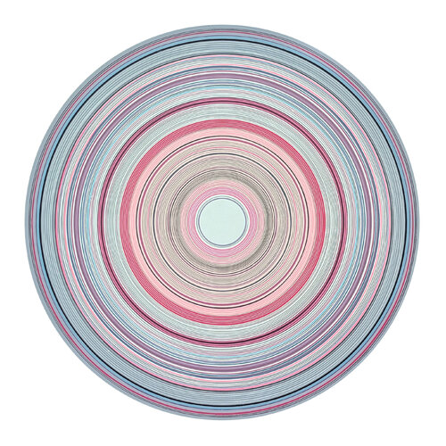 "Pink Steam" Contemporary Abstract Pink Concentric Circle Painting van David Hardaker, Schilderij te koop op Singulart