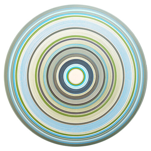 "Argentina" Contemporary Abstract Blue and Green Concentric Circle Painting van David Hardaker, Schilderij te koop op Singulart