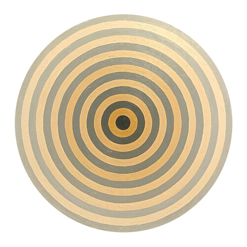 "Cambria" Contemporary Abstract Orange & Grey Concentric Circle Painting di David Hardaker, Pittura in vendita su Singulart