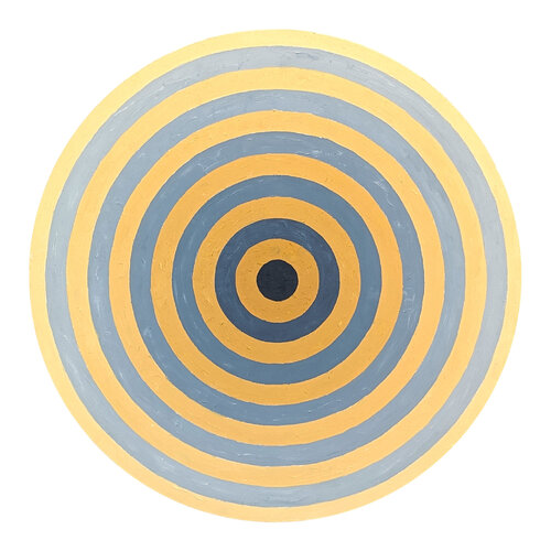 "Nazereth" Contemporary Abstract Orange & Gray Concentric Circle Painting di David Hardaker, Pittura in vendita su Singulart